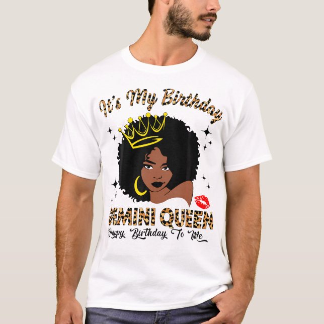 Det är min födelsedag Gemini Queen African America T Shirt (Framsida)