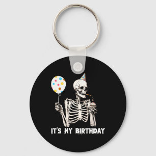 Det är min födelsedag Halloween Skeleton Funny Bir Nyckelring