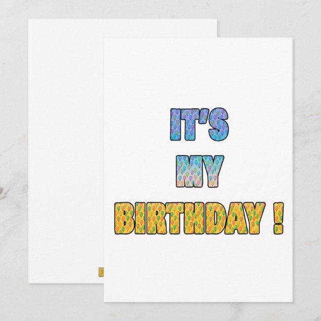 Det är min födelsedag inbjudningar (Fram/baksida)