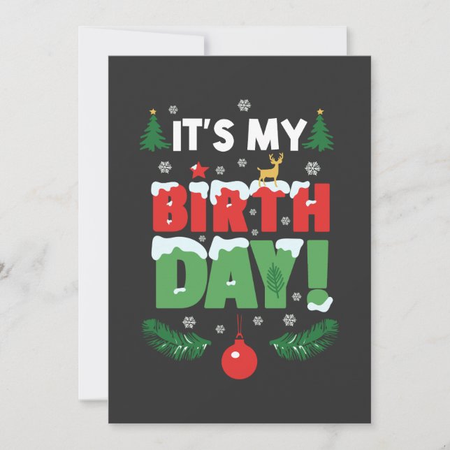 Det är min födelsedag, julklapp Bday Julafton Inbjudningar (Framsida)