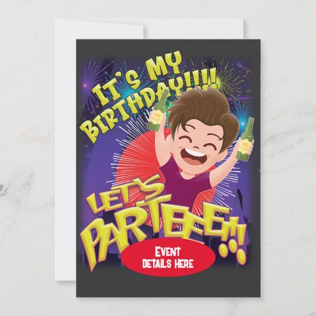 Det är min födelsedag - Låt oss parteeee! Inbjudningar (Framsida)