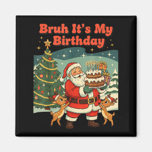 Det är min födelsedag Retro Tomte Jul Roligt Magnet