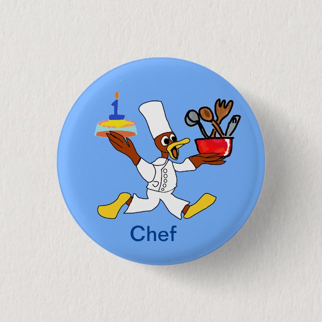 Det är min födelsedagschef Chef Ducky Kazoo Blue B Knapp (Framsida)