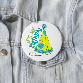 Det är min födelsedagsflicka Polka Dot Party Hat Knapp