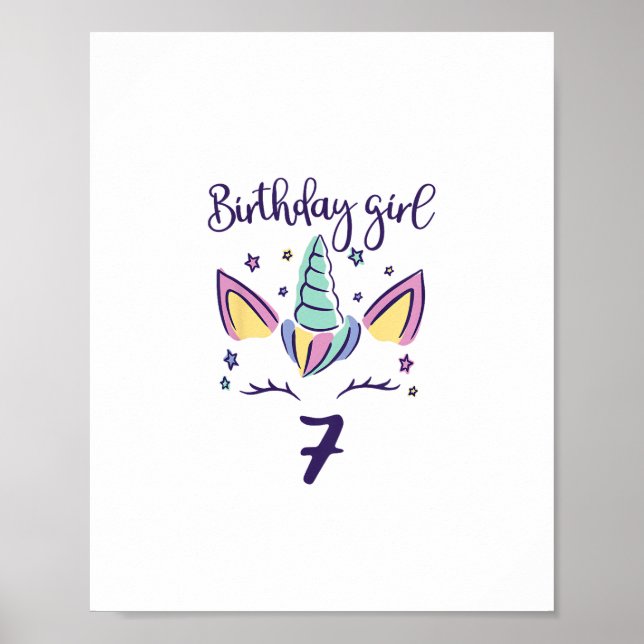 Det är min födelsedagskalender Unicorn Rainbow Gir Poster (Framsidan)
