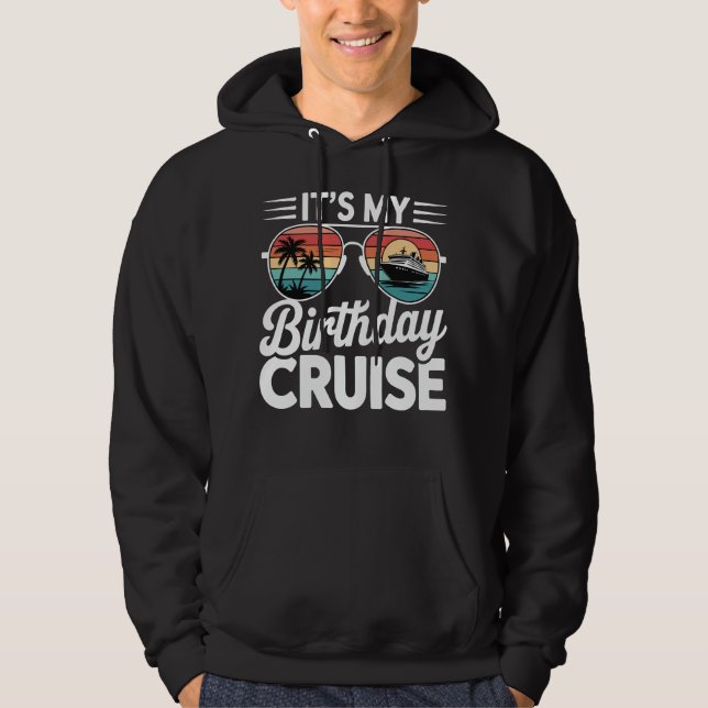 Det är min födelsedagskryssning  Retro solglasögon Hoodie (Framsida)