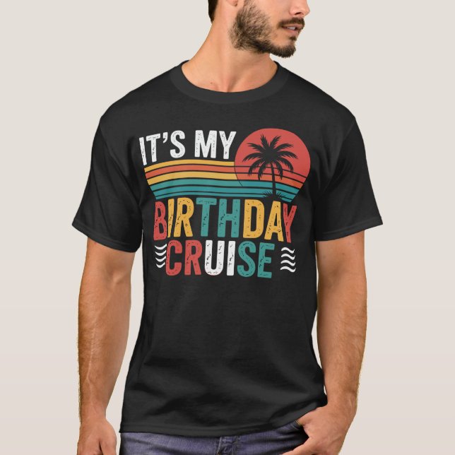 Det är min födelsedagskryssning Retro solnedgång T Shirt (Framsida)