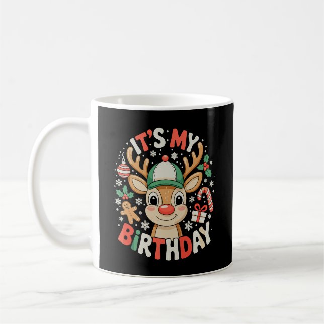 Det är min födelsedagsren Jul Xmas Högtid Kaffemugg (Vänster)