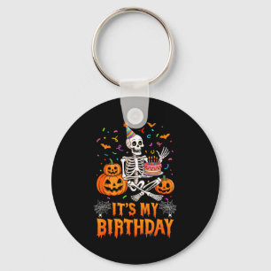 Det är min födelsedagsskelett Glad Halloween födel Nyckelring