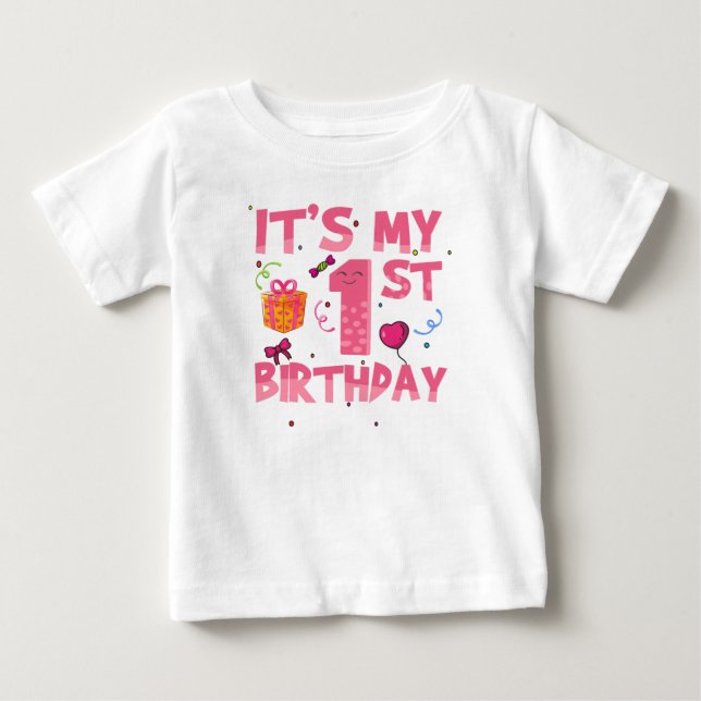Det är min första födelsedag Cute Rosa T Shirt (Framsida)