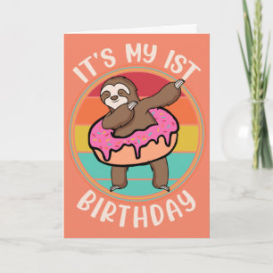 Det är min första födelsedag Donut Sloth Kort