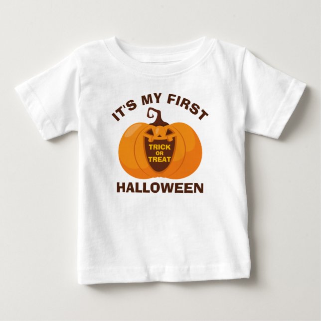 Det är min första Halloween Bus eller godis Pumpki T Shirt (Framsida)