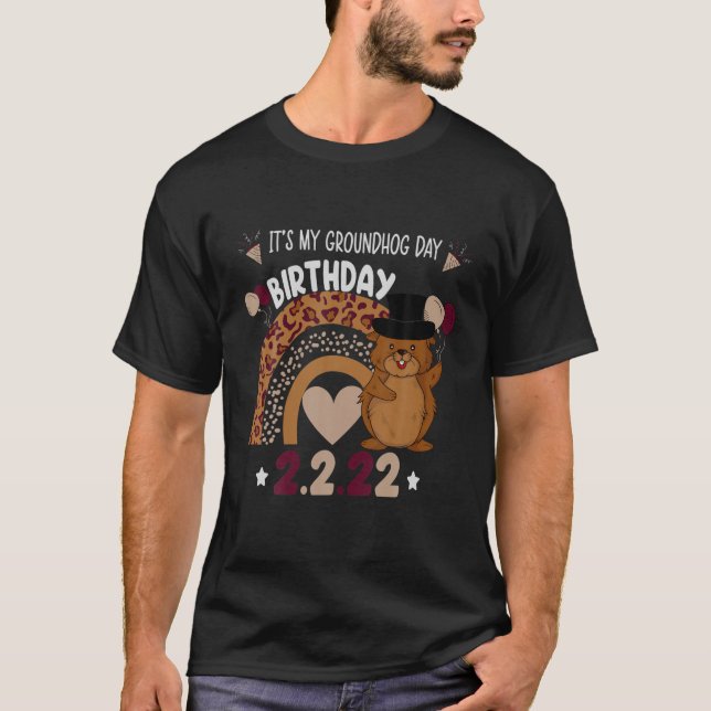Det är min Groundhog Day Birthday 2.2.22 Woodchuck T Shirt (Framsida)