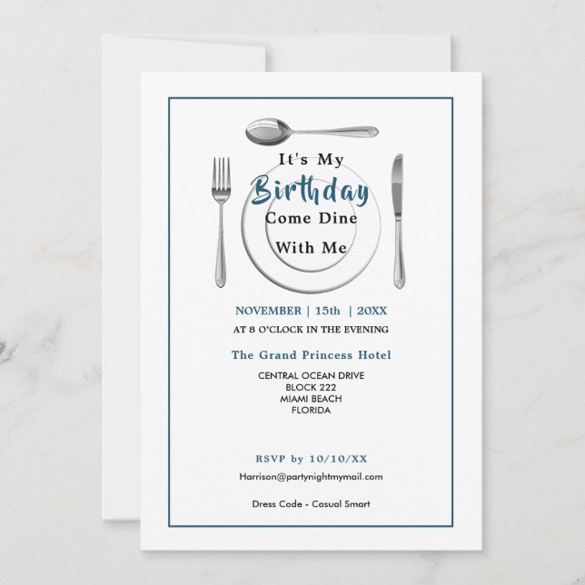 Det är min Kom på födelsedagen med min middag Part Inbjudningar (Framsida)