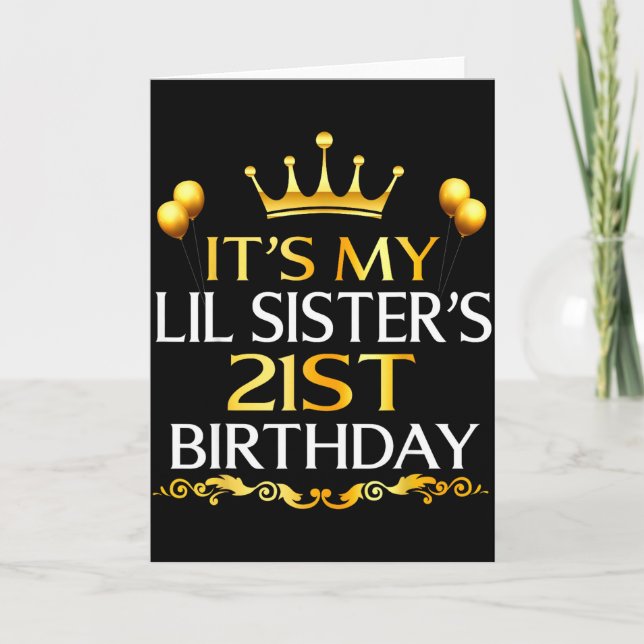 Det är min lillasysters 21-årsdag Grattis 21 år Kort (Framsida)