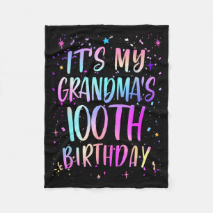 Det är min mormors 100-årsdag Färgglad Glad 100 Fleecefilt