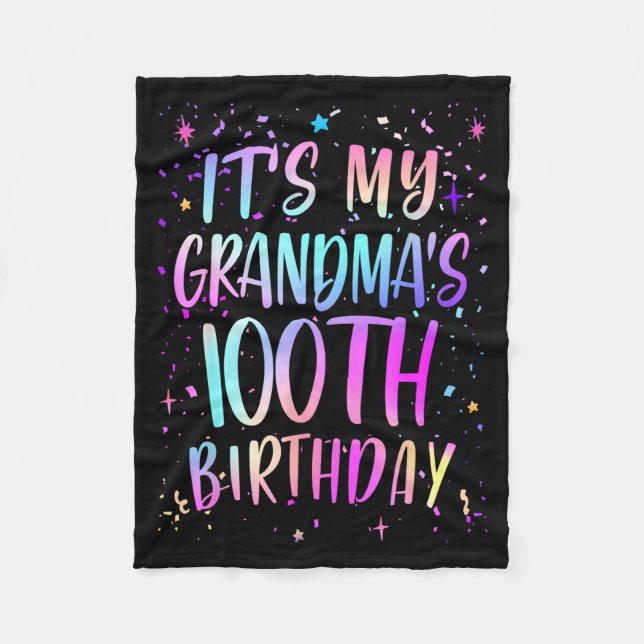 Det är min mormors 100-årsdag Färgglad Glad 100  Fleecefilt (Framsidan)