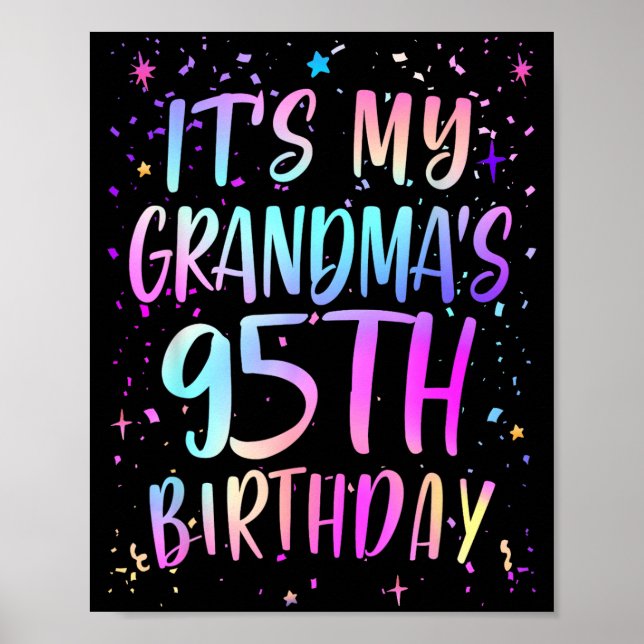 Det är min mormors 95-årsdag Färgglad Glad 95 År Poster (Framsidan)