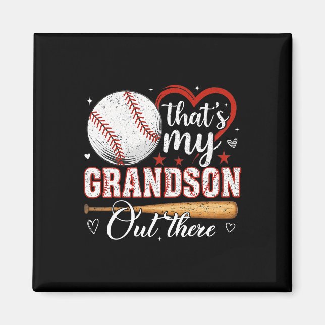 Det är min morson där ute Baseball Grandma Moth Magnet (Framsidan)