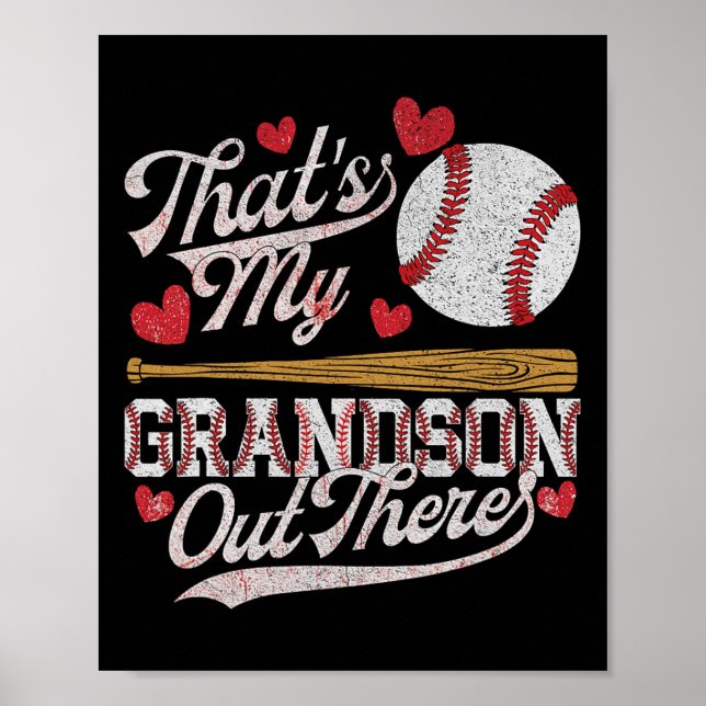 Det är min morson där ute Baseball Grandma Moth Poster (Framsidan)