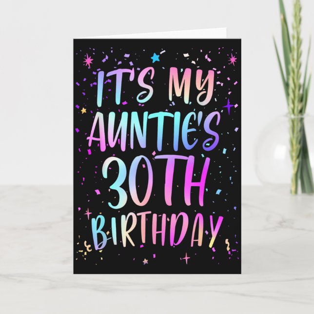 Det är min mosters 30-årsdag Färgglad Glad 30 År Kort (Framsida)