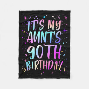 Det är min mosters 90-årsdag Färgglad Glad 90 år Fleecefilt