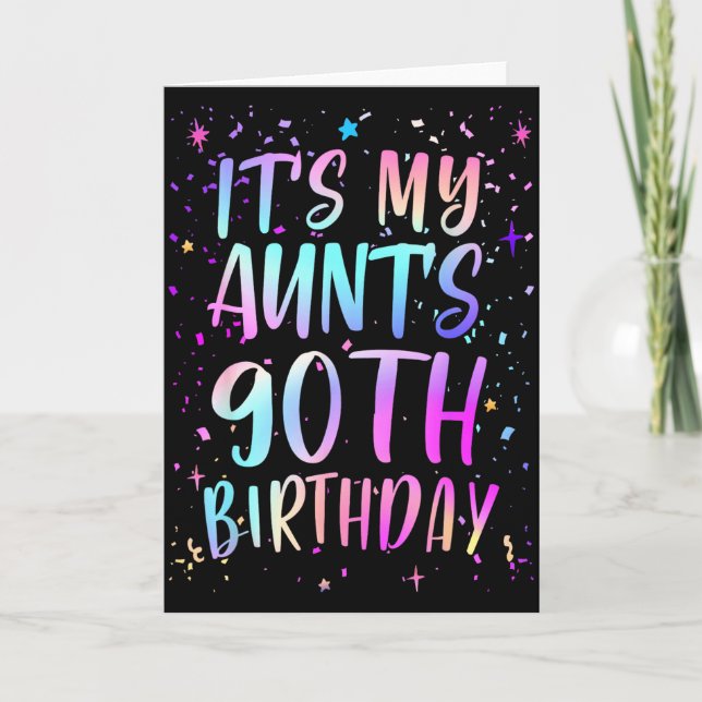 Det är min mosters 90-årsdag Färgglad Glad 90 år Kort (Framsida)