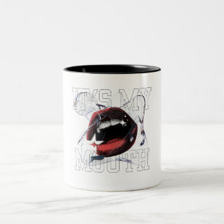 Det är min mun Edgy Glitch Halftone Läppar T-Shirt Två-Tonad Mugg