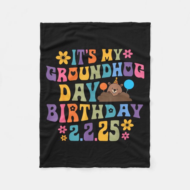 Det är min murmeldjur dag födelsedagsfest hatt rol fleecefilt (Framsidan)
