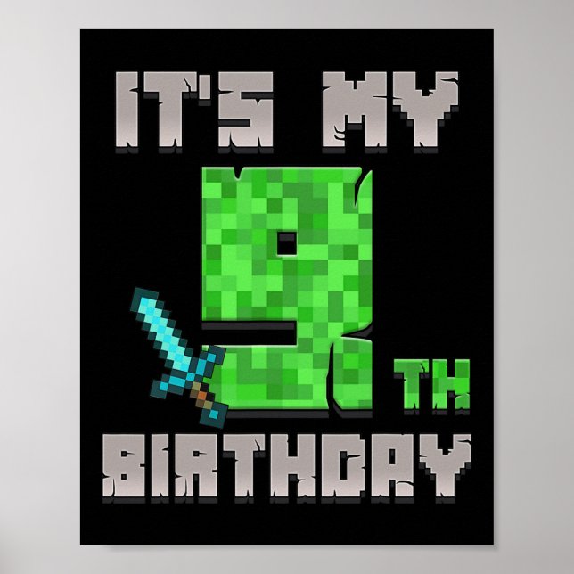 Det är min nionde födelsedagsgamer Pixe Poster (Framsidan)