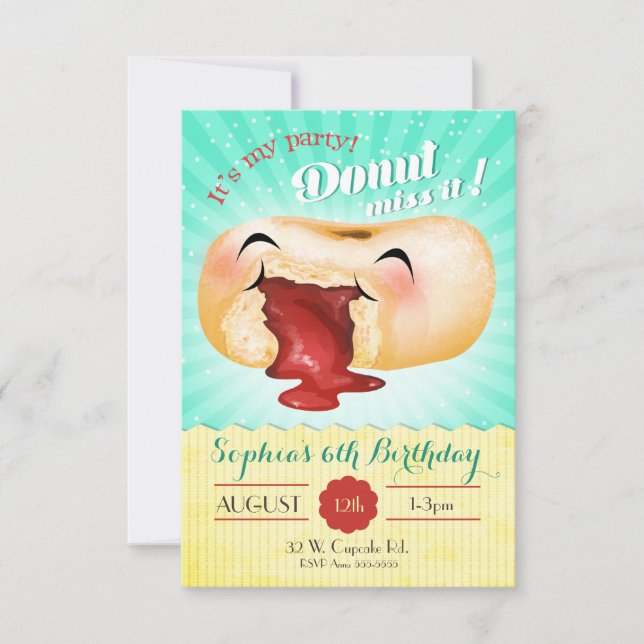 Det är min Party-Donut-miss! Bjuddagsinbjudan Inbjudningar (Framsida)