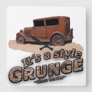 Det är min rostiga bil & brev för stilGRUNGE Fyrkantig Klocka