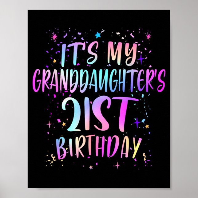 Det är min sondotters 21-årsdag Färgglad 21 år Poster (Framsidan)