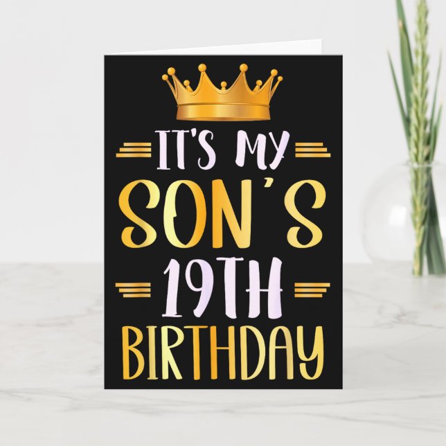 Det är min sons 19-årsdag Grattis 19 år  Kort (Framsida)