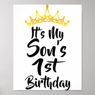 Det är min sons 1-års födelsedagskrona Glad 1 år g Poster