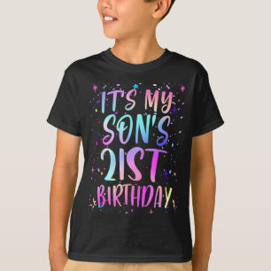 Det är min sons 21-årsdag Färgglad Glad 21 år T Shirt