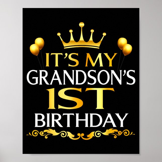 Det är min sonsons 1-årsdag Grattis på födelsedage Poster (Framsidan)