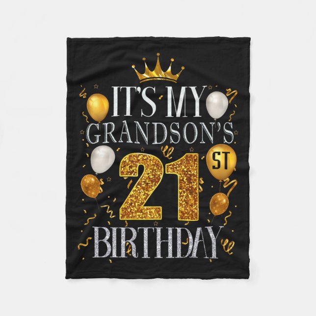 Det är min sonsons 21-årsdag Grattis på 21-årsdage Fleecefilt (Framsidan)