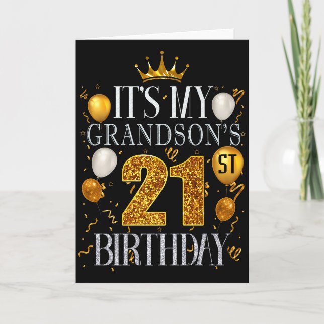 Det är min sonsons 21-årsdag Grattis på födelsedag Kort (Framsida)