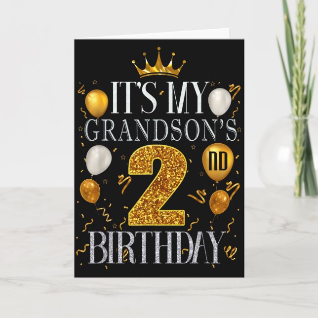 Det är min sonsons 2-årsdag Grattis på födelsedage Kort (Framsida)