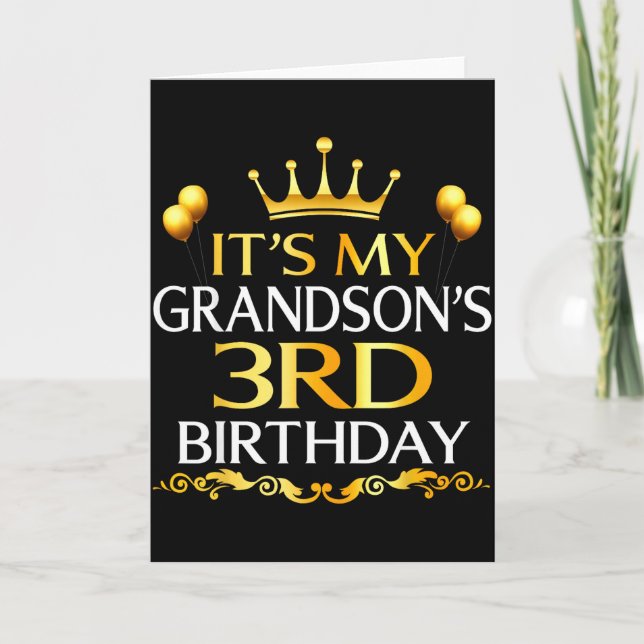 Det är min sonsons 3-årsdag Grattis på födelsedage Kort (Framsida)