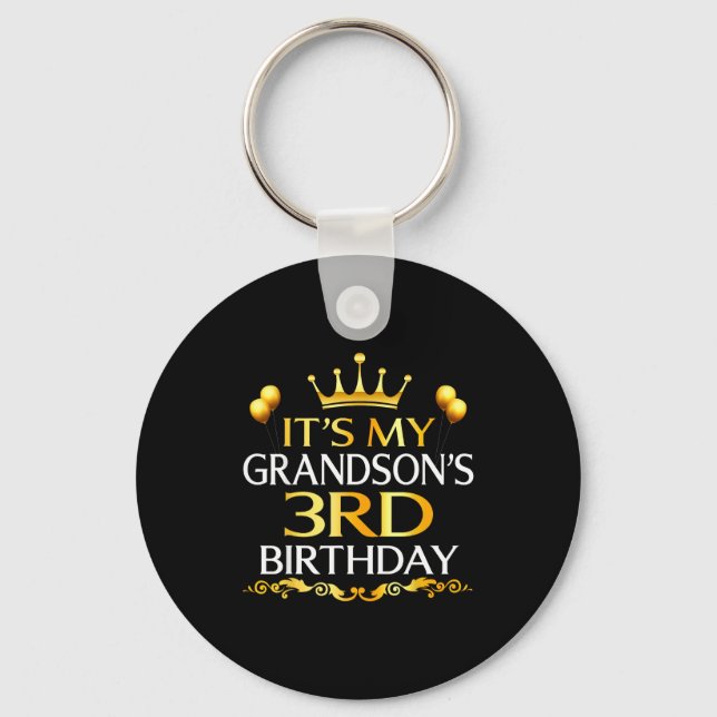 Det är min sonsons 3-årsdag Grattis på födelsedage Nyckelring (Framsida)