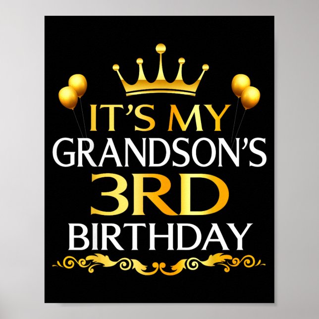 Det är min sonsons 3-årsdag Grattis på födelsedage Poster (Framsidan)