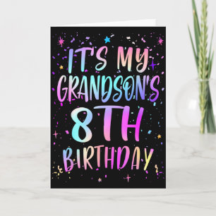 Det är min sonsons 8-års födelsedag Färgglad Glad Kort