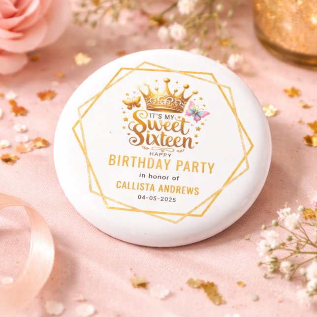 det är min söta sexton 16-årsdag knapp (its my sweet sixteen 16 th birthday button)