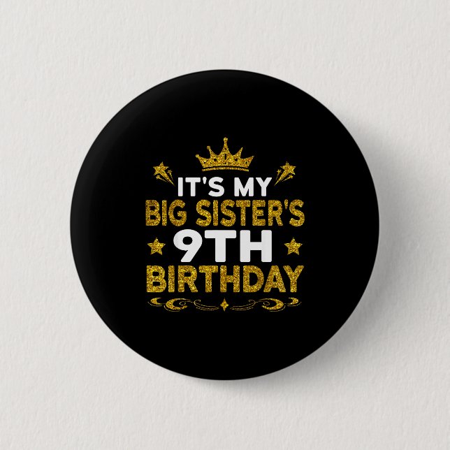 Det är min storesysters 9-årsdag Grattis 9 år  Knapp (Framsida)