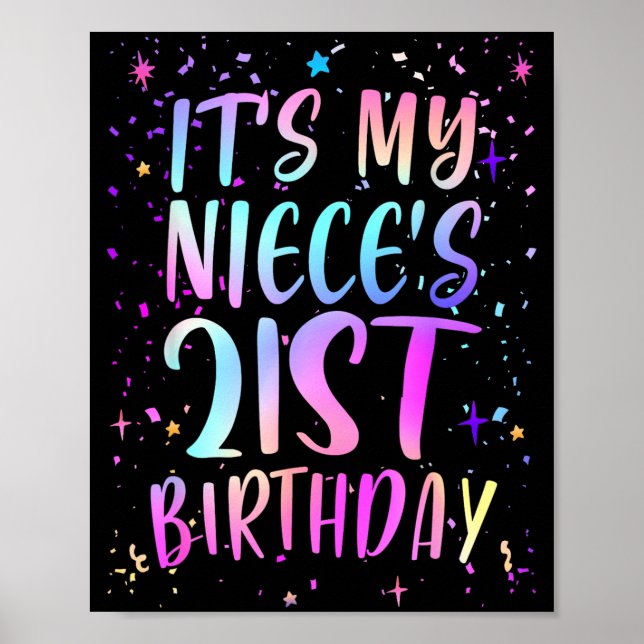 Det är min systerdotters 21-årsdag Färgglad Glad 2 Poster (Framsidan)