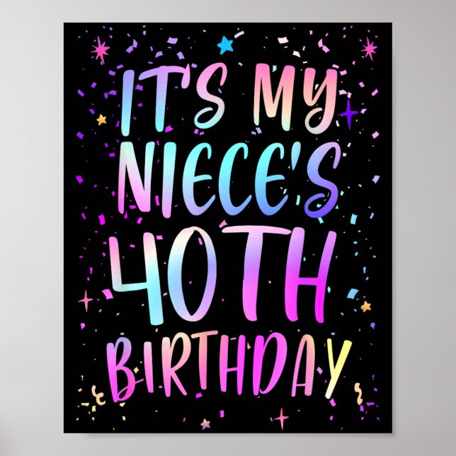 Det är min systerdotters 40-årsdag Färgglad Glad 4 Poster (Framsidan)