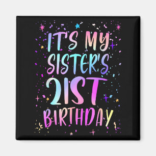 Det är min systers 21-årsdag Färgglad Glad 21 År Magnet
