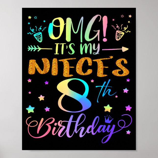 Det är min systers 8-årsdag Grattis på födelsedage Poster (Framsidan)